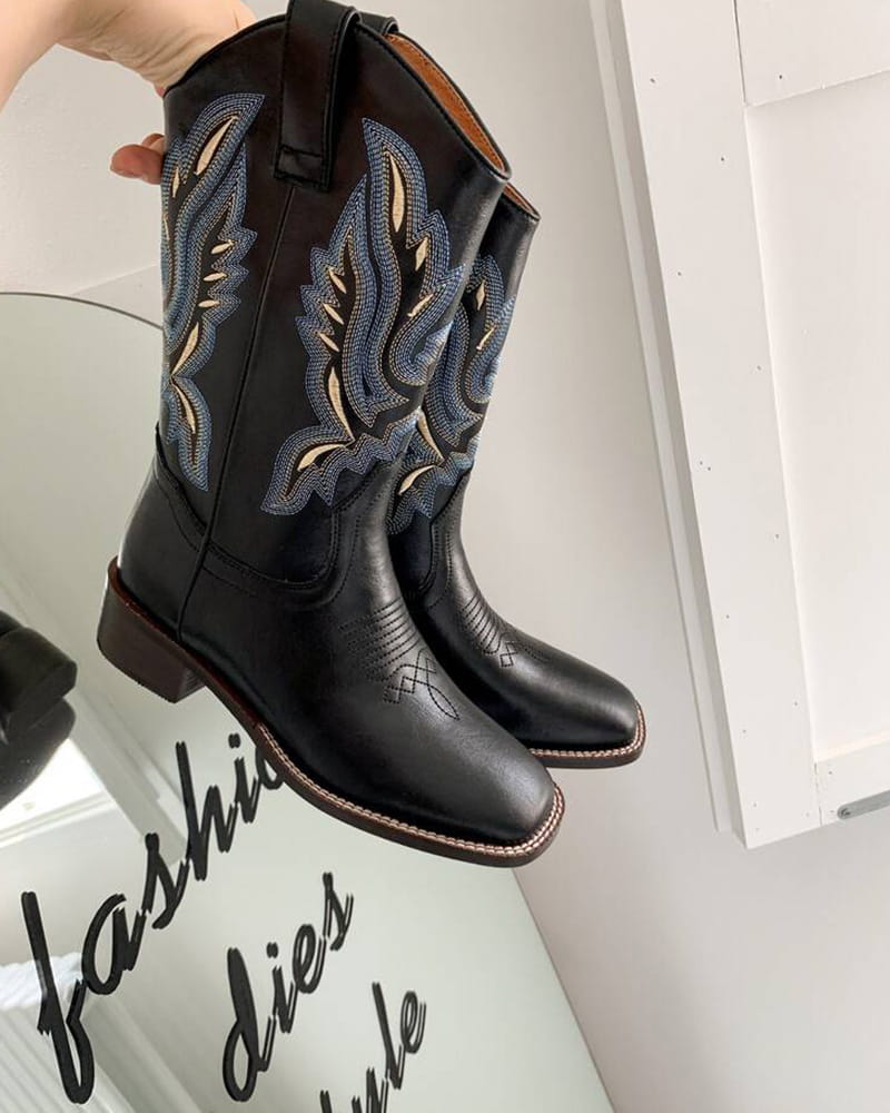 Casual-Street-Western-Cowhide-Mid-Calf-Boots-2