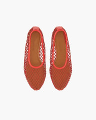 womens-weekend-brunch-stylish-red-mesh-flats