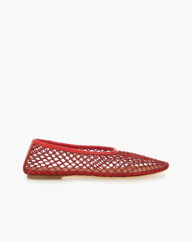 womens-weekend-brunch-stylish-red-mesh-flats