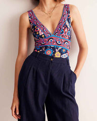 womens-seashell-hunting-stylish-v-neck-floral-swimsuit