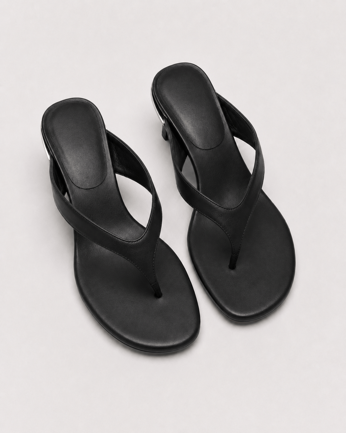 Women's Leather Thong Kitten Heel Sandals