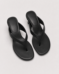 Women's Leather Thong Kitten Heel Sandals