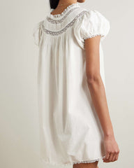 Lace Trim Cotton Mini Dress