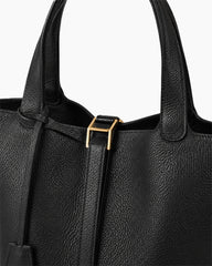 Structured Pebbled Leather Top Handle Tote Bag