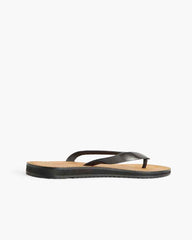 Women's Black Leather Minimal Flip Flop Sandals