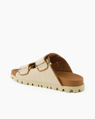 Women's Canvas Two-Strap Mules With Rubber Sole