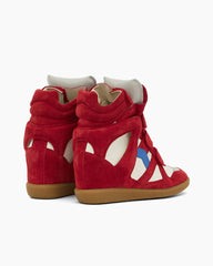 Suede Wedge Hook-and-Loop Sneakers