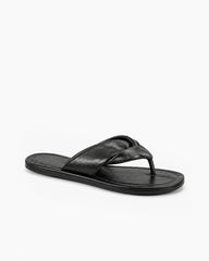 Women's Minimalist Cross Strap Leather Flat Slide Sandals