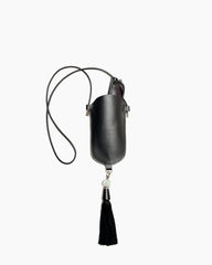 Leather Eyeglass Case Necklace with Tassel Detail