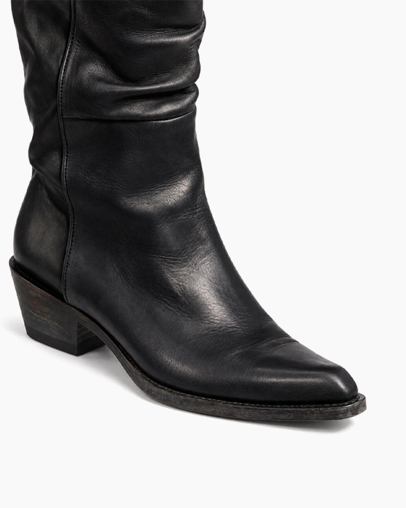 City-Stroll-Black-Square-Toe-Block-Heel-Boots-12