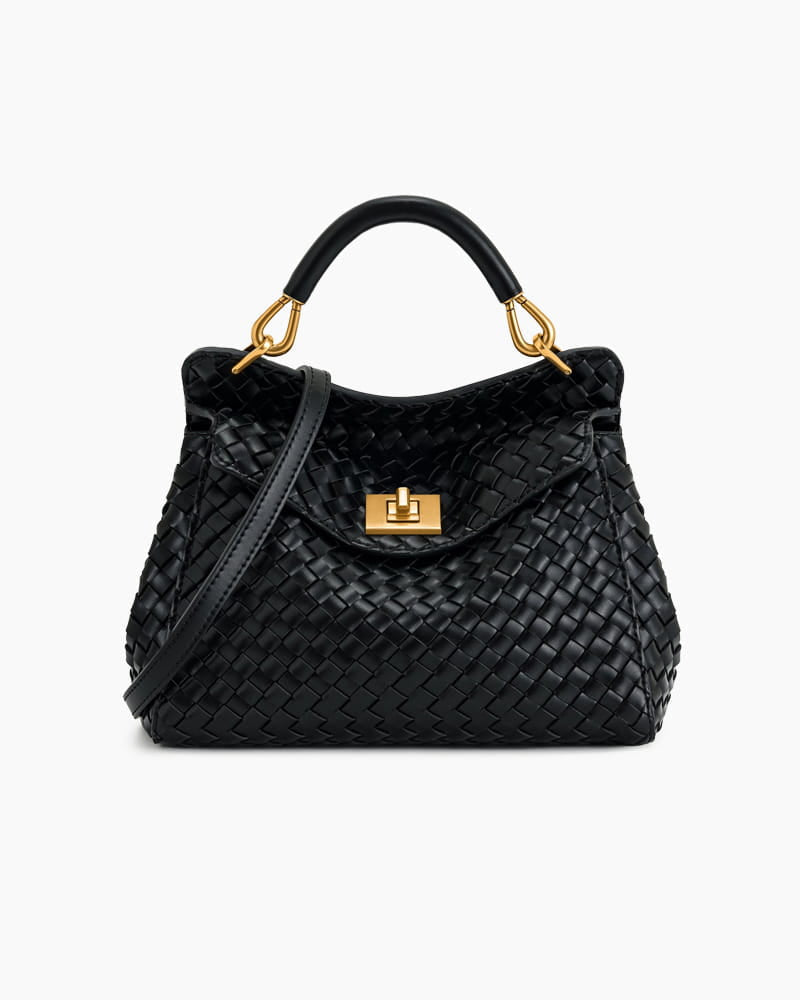 Refined Woven Leather Top-Handle Satchel