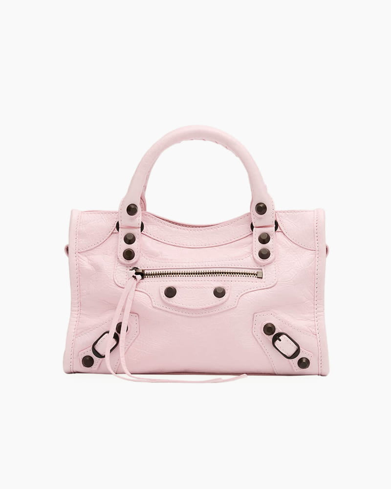 Blush Pink Studded Leather Mini Tote