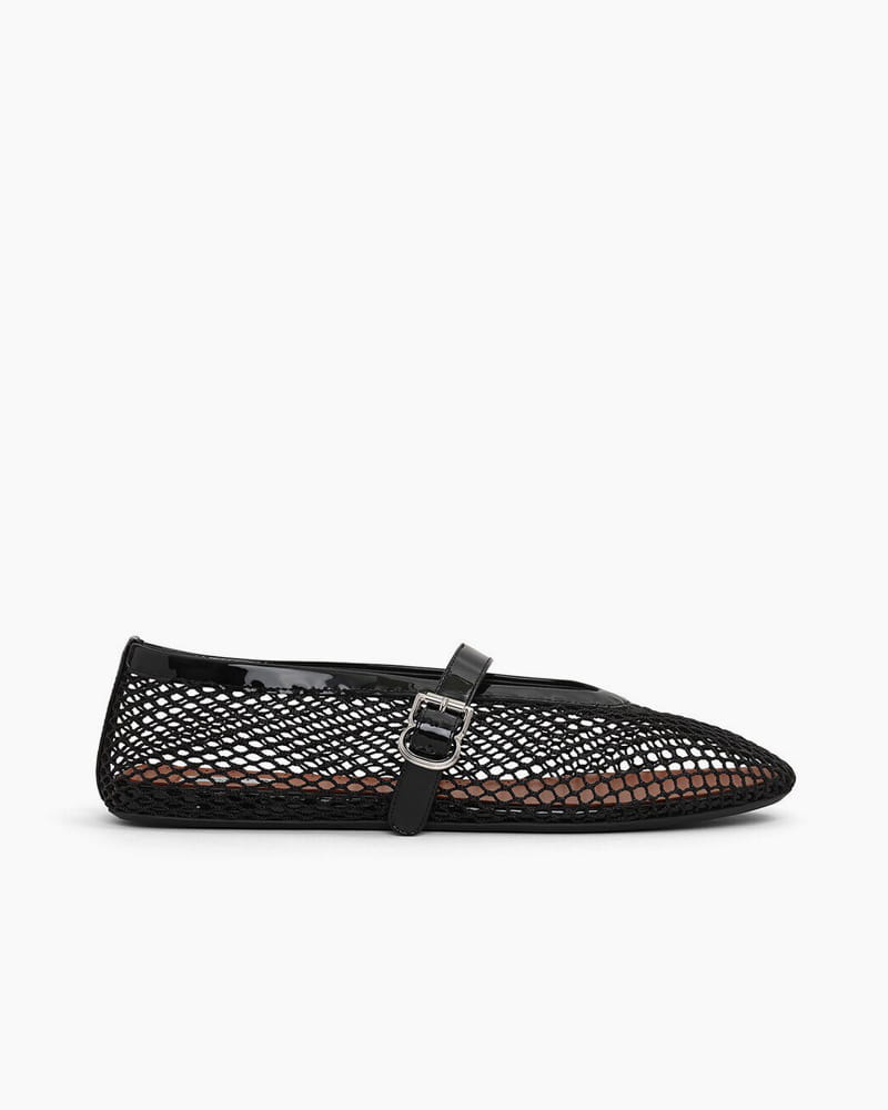 Women's Mesh Ballet Flats With Buckle Strap