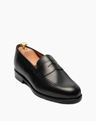 Men¡¯s Polished Black Leather Penny Loafers with Low Heel