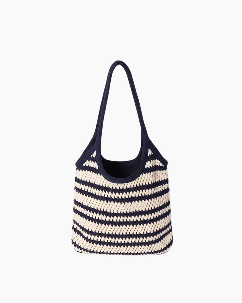 Striped Knit Shoulder Hobo Bag