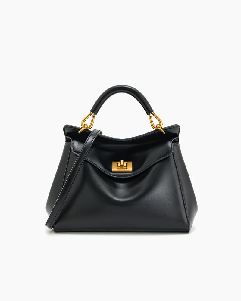 Elegant Turn-Lock Trapeze Satchel