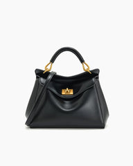 Elegant Turn-Lock Trapeze Satchel