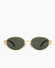 Oval Frame Sunglasses with Gold Tone Metal Detail