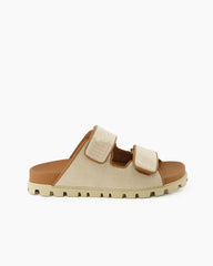 Women's Canvas Two-Strap Mules With Rubber Sole