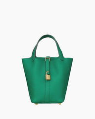 pre-salewomens-summer-resort-green-leather-bucket-bag