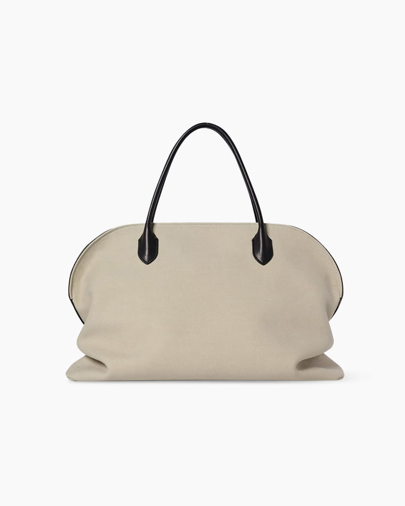 Soft Structured Canvas Leather Handle Tote