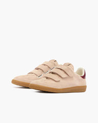 Women's Beige Suede Leather Hook-and-Loop Sneakers