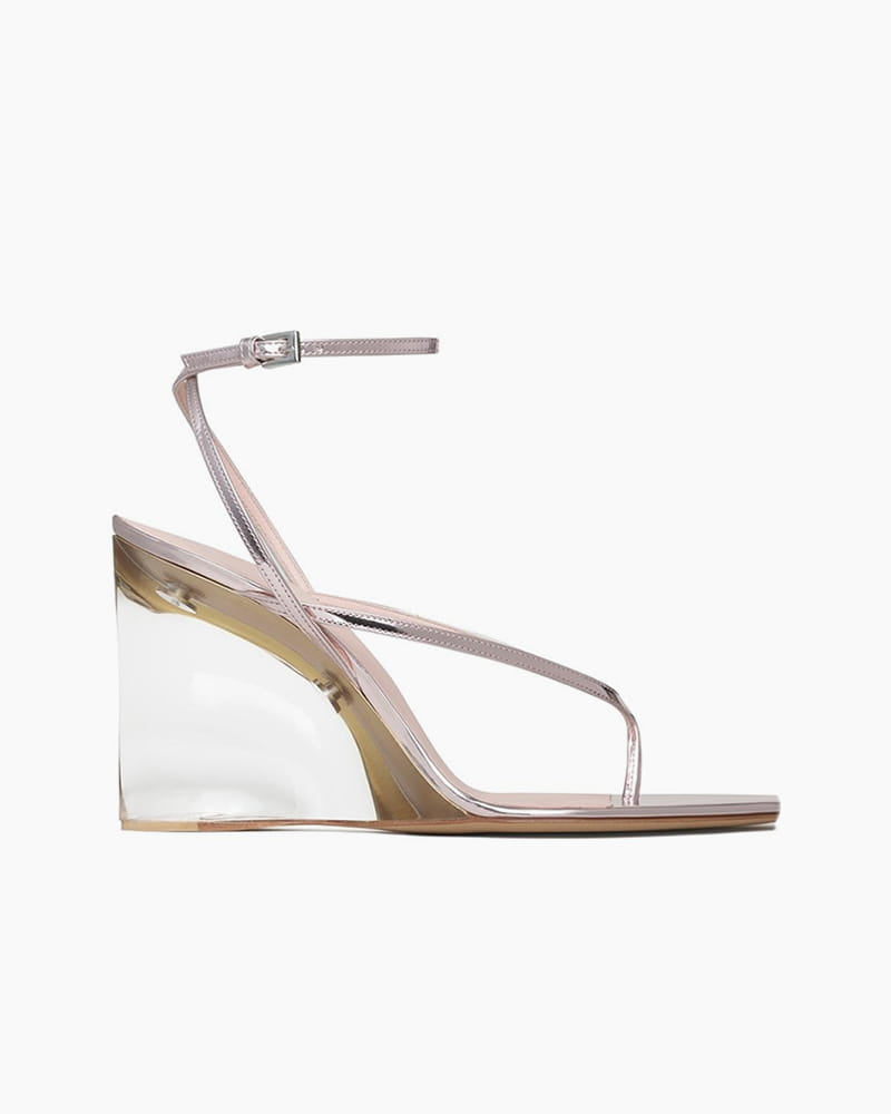 Transparent Plexi Heel Wedge Thong Sandals