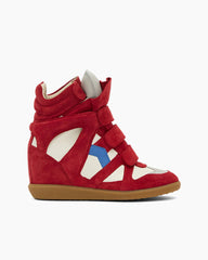 Suede Wedge Hook-and-Loop Sneakers
