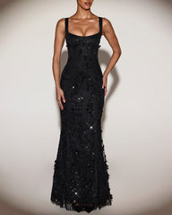 Special Occasion Floral Appliqu¨¦ Sequin Corset Gown