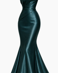Women's Satin One-Shoulder Bow Mermaid Evening Gown