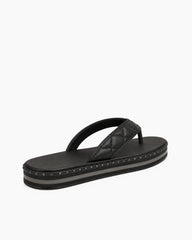 Quilted Studded Platform Thong Sandals