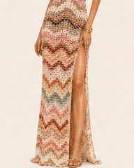 Women's Chevron Crochet Open-Knit Maxi Dress