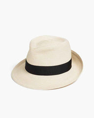Natural Woven Straw Fedora Hat for Summer