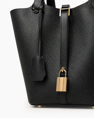 Structured Pebbled Leather Top Handle Tote Bag