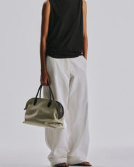 Soft Structured Canvas Leather Handle Tote
