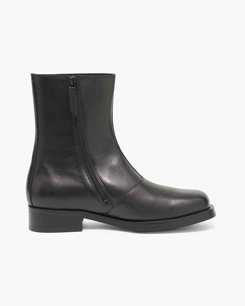 Men's Black Leather Boots for Modern Daily Uniforms