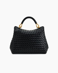 Refined Woven Leather Top-Handle Satchel