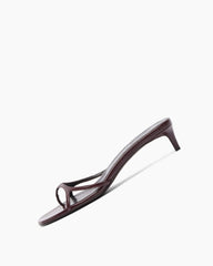 Women's Burgundy Slim Strap Kitten Heel Sandals