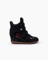 Women’s Star-Studded Suede Wedge High-Top Sneakers
