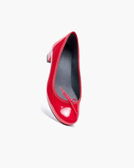 Women's Red Patent Leather Bow Low Heel Mary Jane Pumps