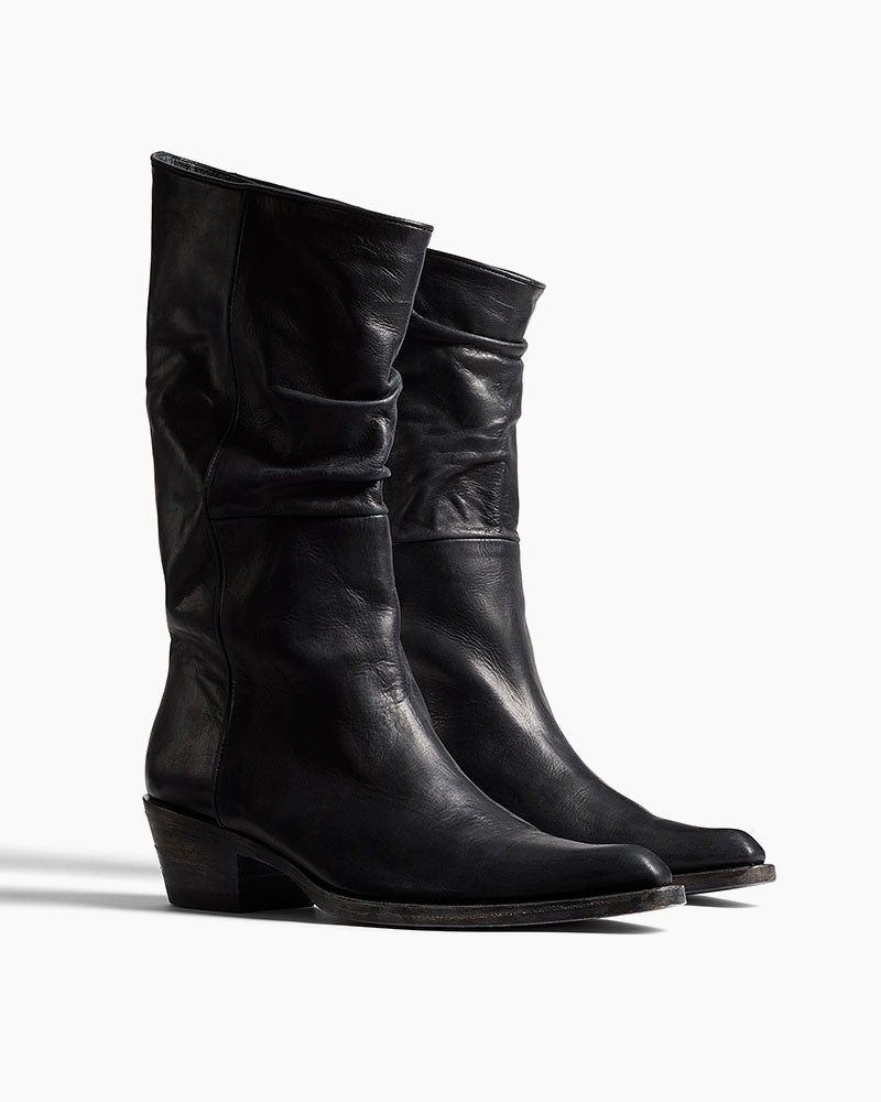 City-Stroll-Black-Square-Toe-Block-Heel-Boots-9