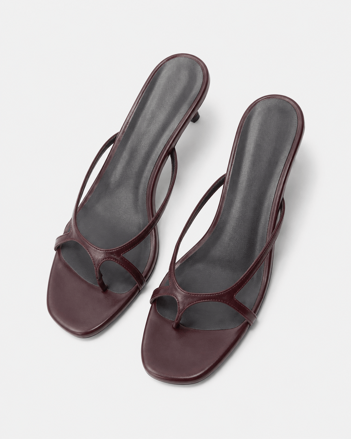 Women's Burgundy Slim Strap Kitten Heel Sandals