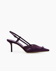 Satin Mesh Slingback Pumps with Bow Detail
