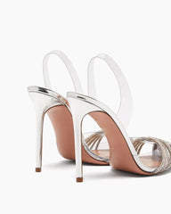 Clear Panel Rhinestone Pointed-Toe Stiletto Heels
