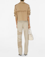 Short Double-Breasted Beige Coat | Cropped Trench for Spring Office