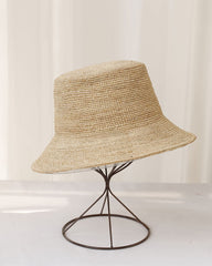 Raffia Wide Brim Bucket Hat