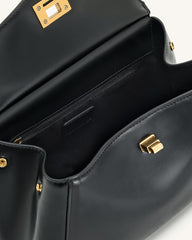 Elegant Turn-Lock Trapeze Satchel