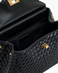 Refined Woven Leather Top-Handle Satchel