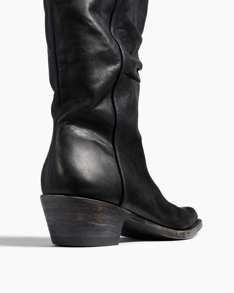 City-Stroll-Black-Square-Toe-Block-Heel-Boots-10