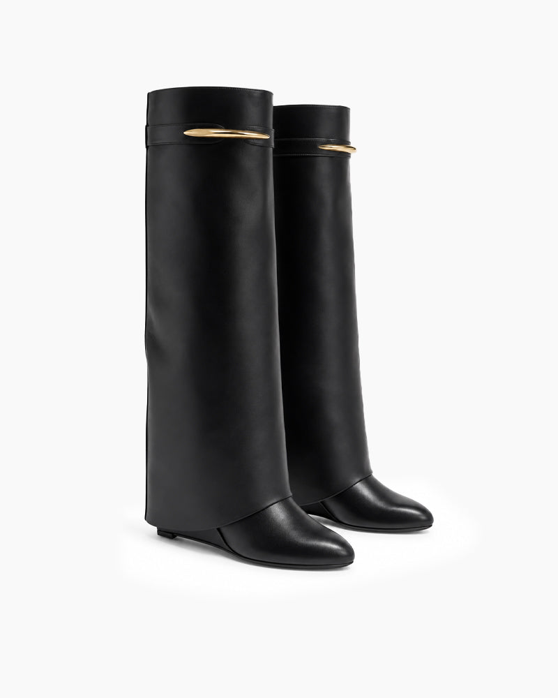 City-Promenade-Pointed-Toe-Metal-Accent-Wedge-Boots-5
